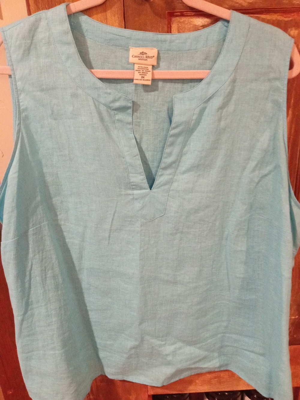 Carroll Reed Light Blue Sleeveless Linen Tank Top
